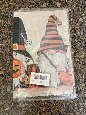 Halloween Gnome Garden Flag Striped Hat Pumpkins - New